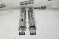 Edelbrock Aluminum Valve Covers BEFORE Chrome-Like Metal Polishing and Buffing Services / Restoration Services - Aluminum Polishing - Valve Cover Polishing Service