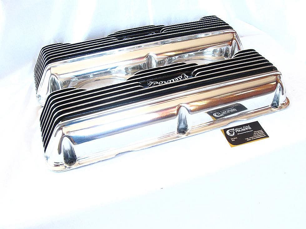 Edelbrock Aluminum Valve Covers AFTER Metal Polishing and Painting Services